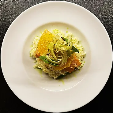 Salmone con risotto e asparagi – Salmon, asparagus risotto, mascarpone